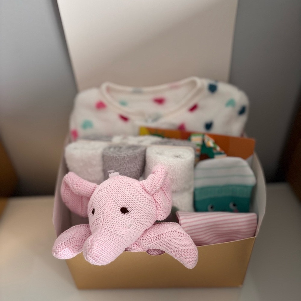 Pink Elephant Baby Gift Set